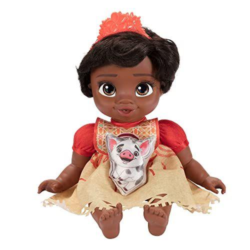 Imagem de Disney Princess Moana Baby Doll Deluxe com Tiara, Carrier, Plush Friend, Chupeta, Bib & Baby Bottle Amazon Exclusive