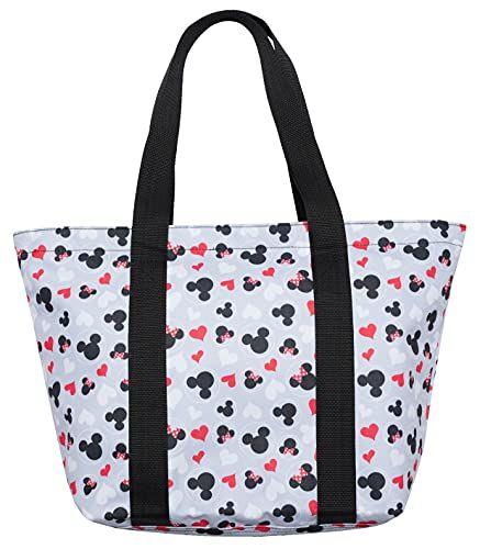 Imagem de Disney Tote Mickey & Minnie Mouse Icon Print Zipper Travel Bag (Cinza)