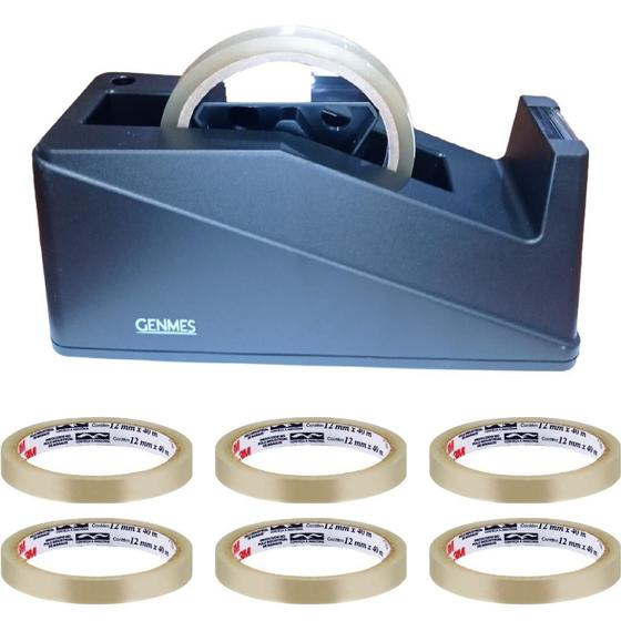 Dispensador Suporte Grande Para Fita Genmes + 6 Rolos Durex Com 40 Metros 3M Menor preço em Dispensador Suporte Grande Para Fita Genmes + 6 Rolos Durex Com 40 Metros 3M