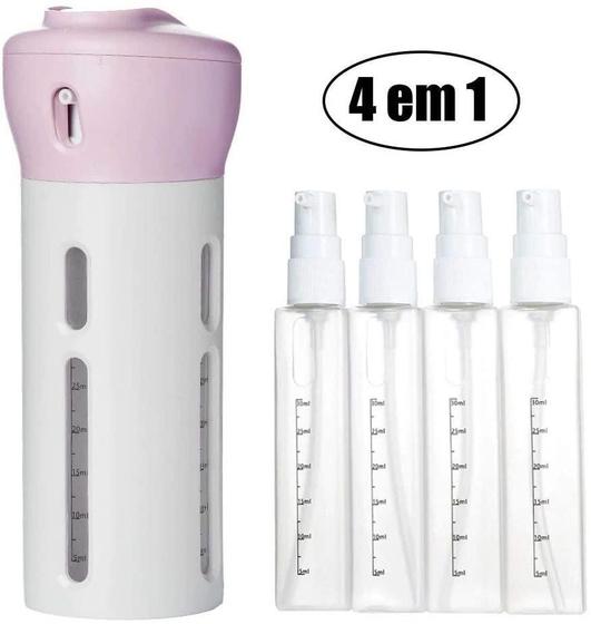 Imagem de Dispenser 4 Em 1 Loção Portátil Shampoo Cremes Rosa Viagens