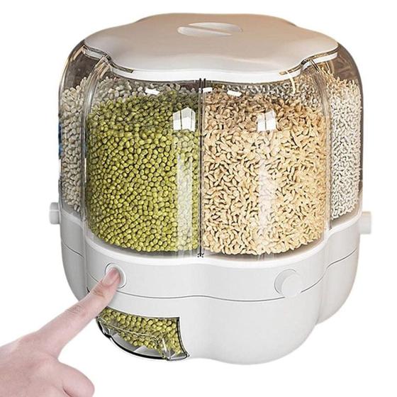 Imagem de Dispenser Alimentos 6 Divisoes Porta Tempero Giratorio Graos Feijao Arroz Cozinha Condimentos Cereais Multiuso