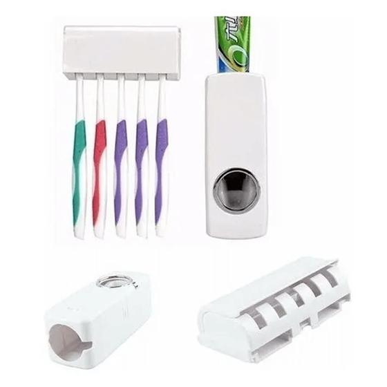 Imagem de Dispenser Aplicador Creme Dental Pasta Dente Suporte Escovas