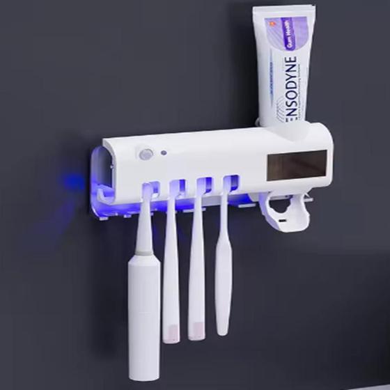 Imagem de Dispenser Aplicador Creme Dental Suporte 5 Escovas Banheiro
