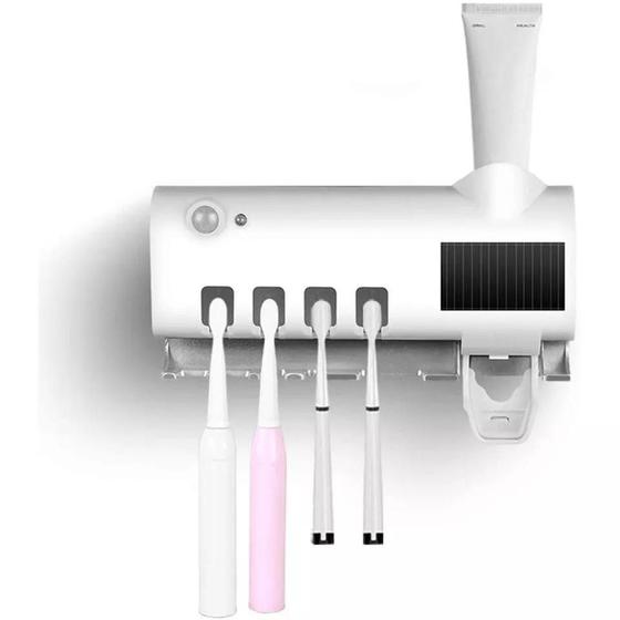 Dispenser Automático Pasta De Dente Com Suporte De Escovas e Sensor de Presença e Luz UV Menor preço em Dispenser Automático Pasta De Dente Com Suporte De Escovas e Sensor de Presença e Luz UV