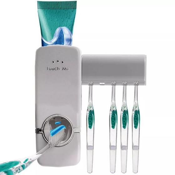 Dispenser Automático Suporte Pasta De Dente E Escovas Branco Menor preço em Dispenser Automático Suporte Pasta De Dente E Escovas Branco