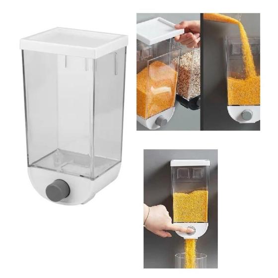 Imagem de Dispenser de alimentos de parede touch porta cereal mantimentos 1 litro hermetico luxo