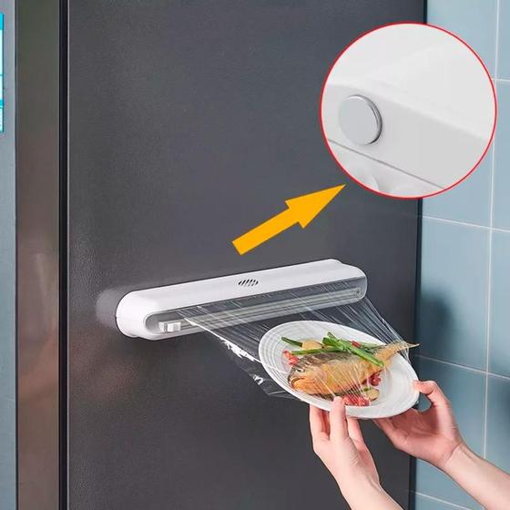 Imagem de Dispenser de Papel Filme Manteiga Alumínio Suporte Toalha Triplo Dispensador Com Ventosa Alimentos Cozinha Magnético