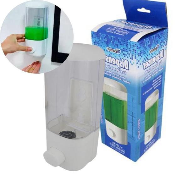 Imagem de Dispenser de shampoo ou condicionador sabonete em liquido para banho suporte em acrilico parede