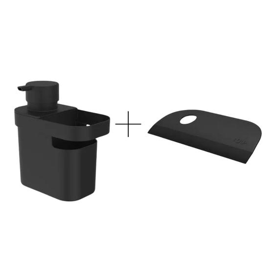 Imagem de Dispenser Detergente 650ml com Rodo de Pia Compacto Preto