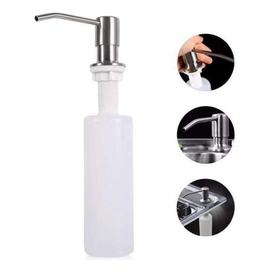 Imagem de Dispenser Detergente Inox Embutir Dosador Sabonete Liquido Porta Sabão Pia 