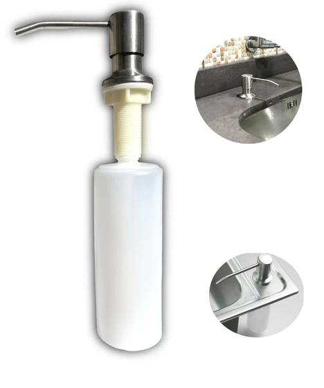 Dispenser detergente porta sabonete embutir dosador inox Menor preço em Dispenser detergente porta sabonete embutir dosador inox