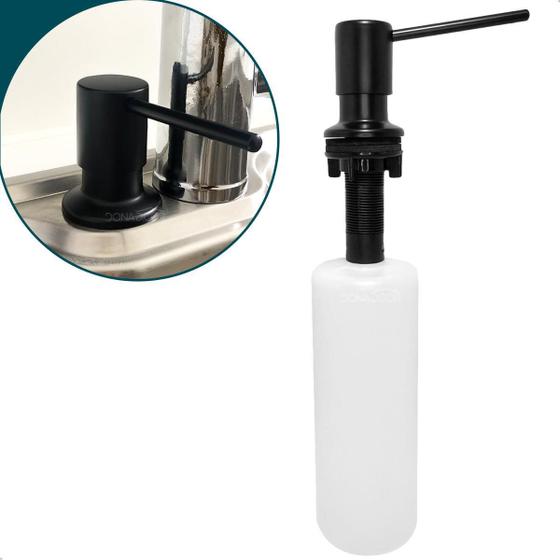 Imagem de Dispenser Dosador Detergente 500Ml Inox Preto Fosco Cozinha