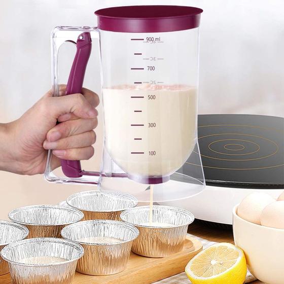 Imagem de Dispenser Dosador Medidor de Massas para Cupcake Panquecas Bolo Confeitaria Doméstica Profissional Cozinha 900ml