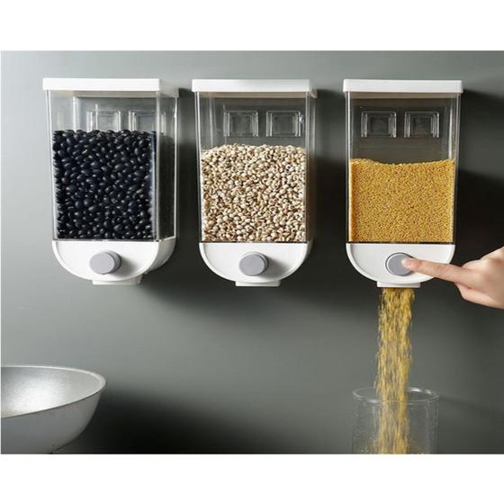 Imagem de Dispenser Dosador Para Grãos E Cereais De Parede Sem Furos 1 Litro