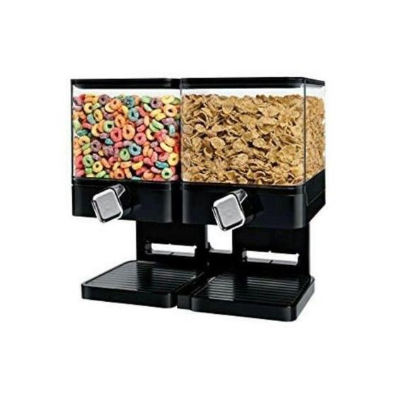 Imagem de Dispenser duplo porta alimentos sucrilhos granola cereal graos e alimentos 2 potes hermeticos kangur