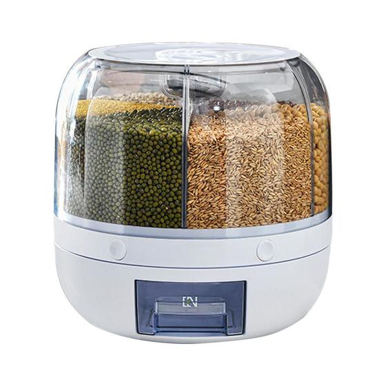 Dispenser Giratório p Cereais Grãos Alimentos c 6 Divisórias Menor preço em Dispenser Giratório p Cereais Grãos Alimentos c 6 Divisórias