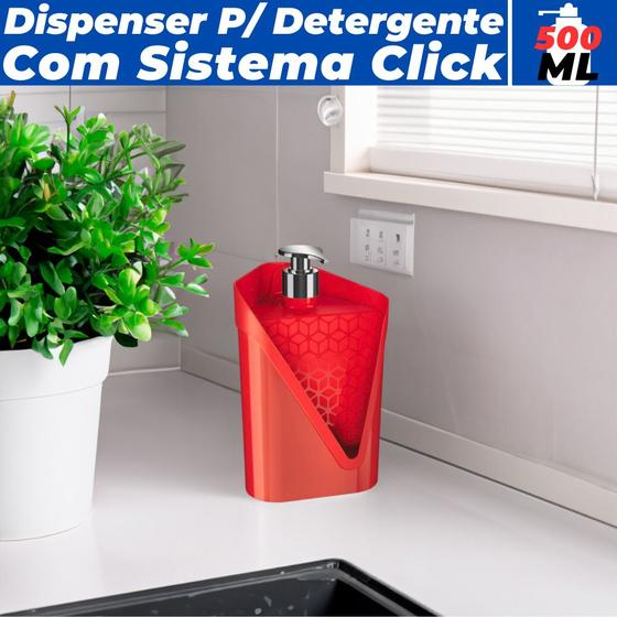 Imagem de Dispenser Organizador De Pia Porta Detergente Esponja Click 500ml