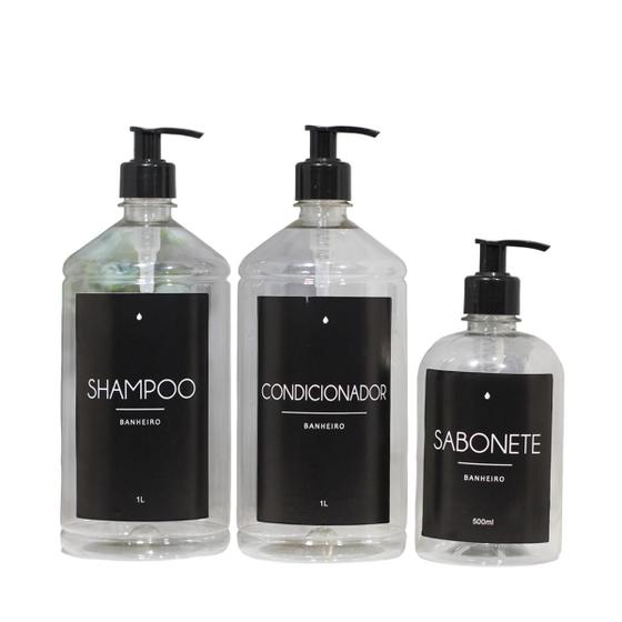 Imagem de Dispenser Organizador Shampoo Condicionador Pet Sabonete Minimalista Lavabo