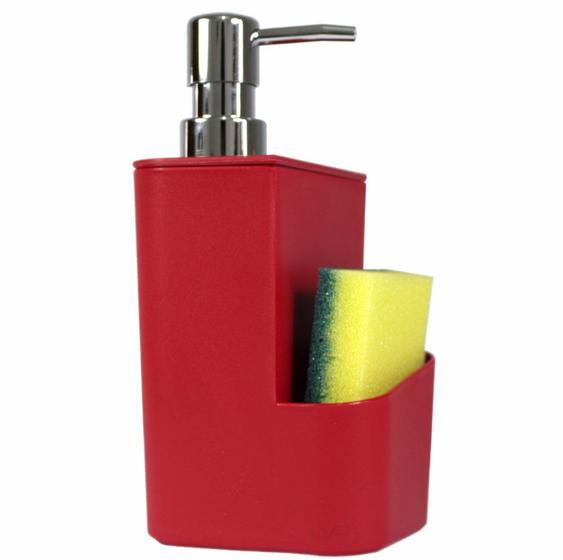 Imagem de Dispenser Para Detergente E Esponja 650ml - Vermelho