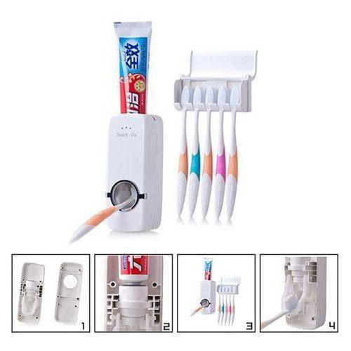 Dispenser Pasta Dente Aplicador Creme Dental Suporte Escovas de Dente