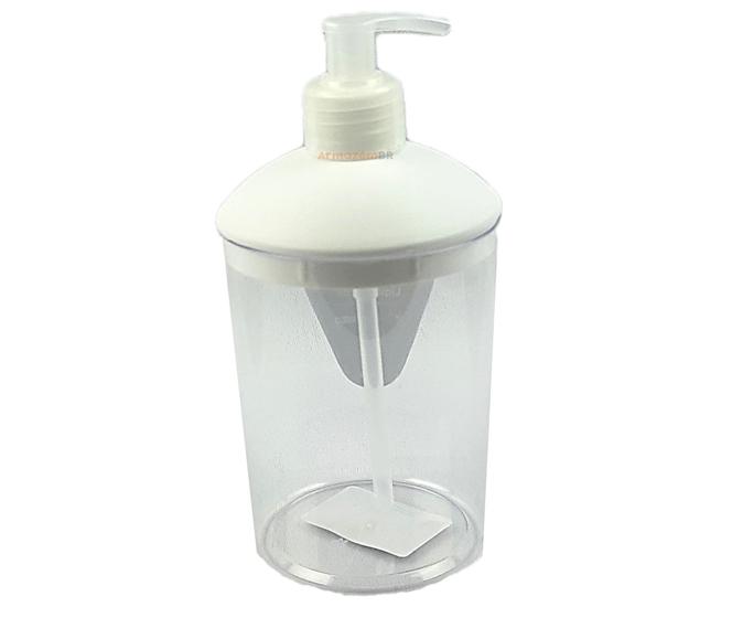Imagem de Dispenser Porta Sabonete Líquido 500ml De Pia Banheiro Lavabo Cristal Branco - 340.1 Utility