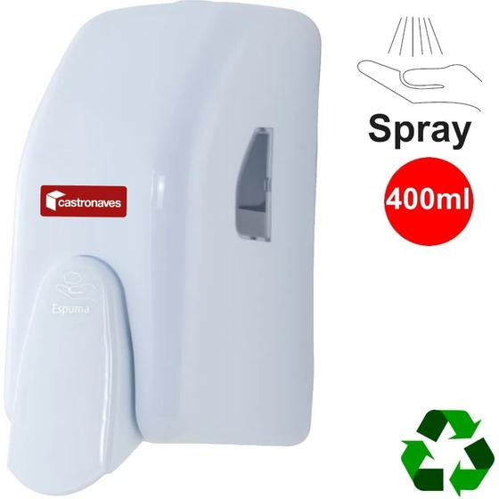 Imagem de Dispenser (Saboneteira) para Sabonete Spray 400ml cor Branca Ecológica. Compacto, Discreto, Moderno e Super Econômico.