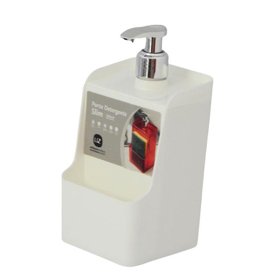 Imagem de Dispenser slim detergente sabão bucha plástico branco UZ399