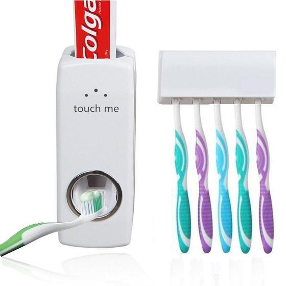 Dispenser Suporte Porta Escovas de Dentes Com Aplicador de Pasta Creme
