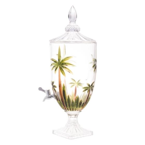 Imagem de Dispenser Suqueira de Cristal C/Pé e Tampa Palm Tree Handpaint 4 Litros Wolff