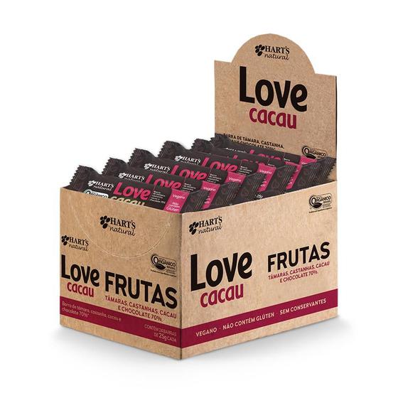 Display 24 Barrinhas de Fruta Love Cacau Harts 600g Barra de Frutas