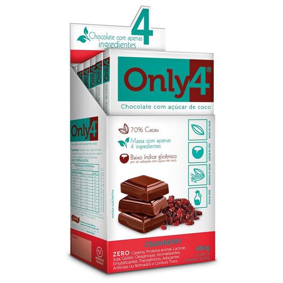 Imagem de Display 6 Chocolate com Açucar de Coco Only4 Cranberry 80g Vegano