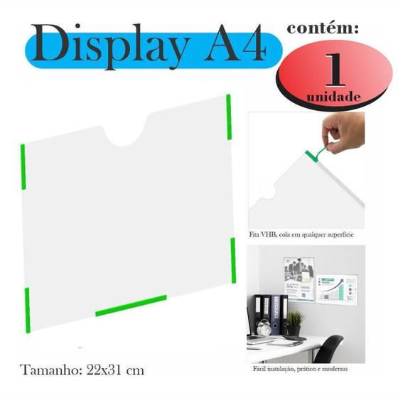 Imagem de Display A4 Expositor Folhas Parede Avisos Paisagem Horzontal