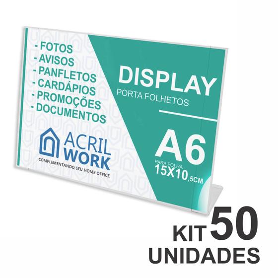 Imagem de Display Acrílico Porta Folha A6 L Horizontal 50 Unidades