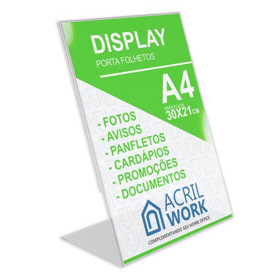 Display Acrílico Porta Folha Papel A4 L Vertical Mesa Balcão Menor preço em Display Acrílico Porta Folha Papel A4 L Vertical Mesa Balcão