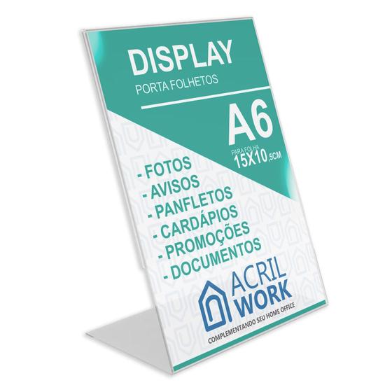 Imagem de Display Acrílico Porta Folha Papel A6 L Vertical Balcão Mesa