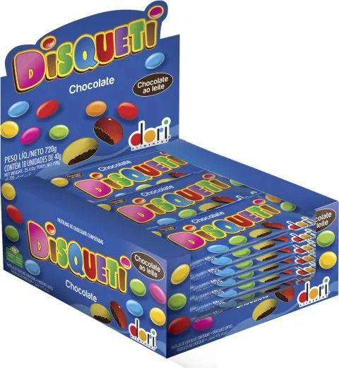 Imagem de Display c/ 18 Disqueti Chocolate Confeito 40g 