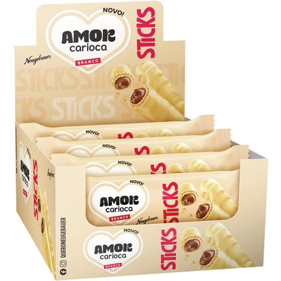 Imagem de Display chocolate Amor Carioca Branco Sticks com 16 unidade