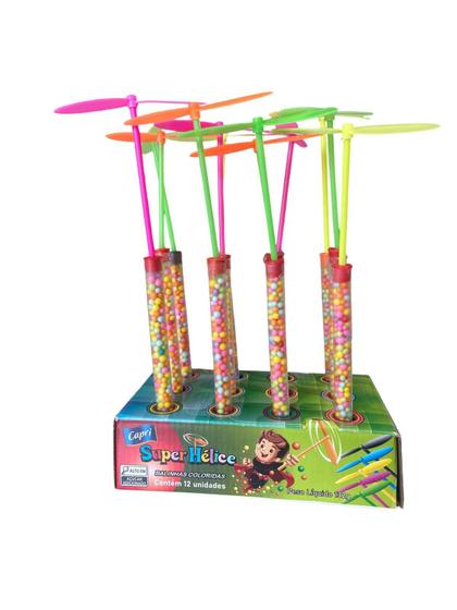 Imagem de Display com 60 Brinquedos SUPER HÉLICE Plástico c/ Balinhas