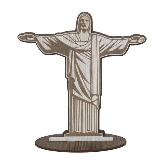 Imagem de Display com Base Cristo Redentor 16cm Madeira Mdf