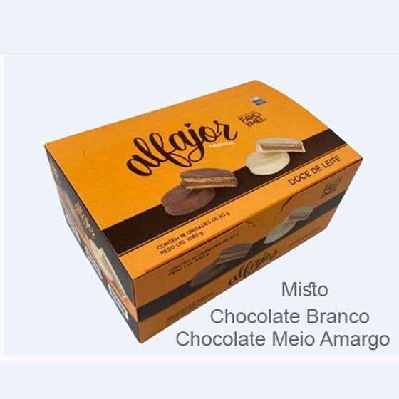 Imagem de Display de Alfajor Original Misto 60g 10 unid Meio amargo e 8 de Chocolate Branco