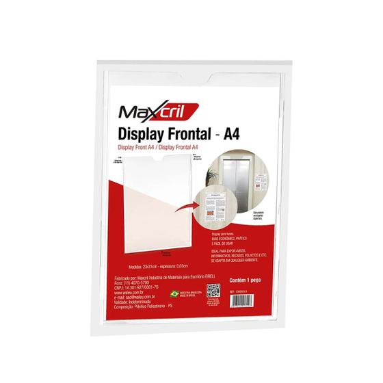 Imagem de Display Em Acrílico Frontal Quadro De Aviso A4