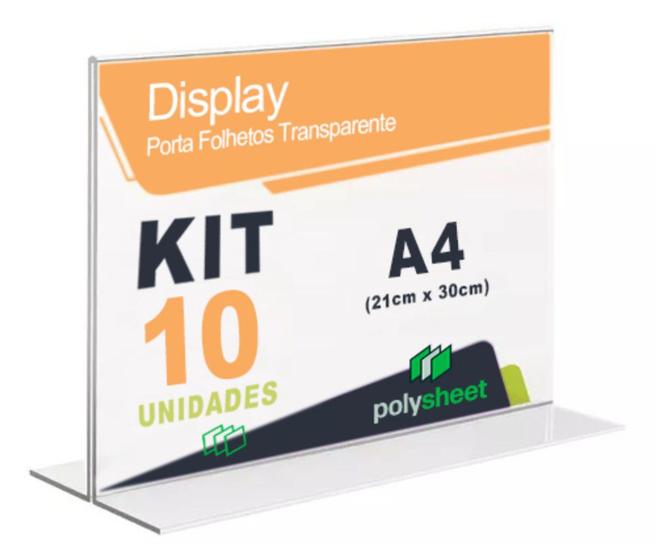 Imagem de Display Expositor A4 Horizontal T Em Acrílico Balcão mesa