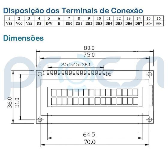 Imagem de Display LCD JHD-162A 16X2 com Backlight - Verde