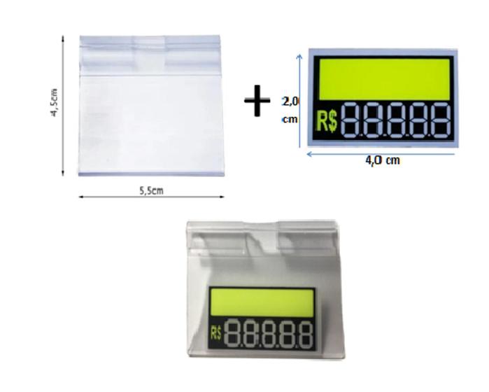 Imagem de Display porta Etiqueta de Preço  5,5x4,5 cm +  Etiqueta Reutilizável 4,0x2,0 cm _ KIT 60 Peças  