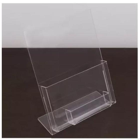 Imagem de Display Porta Folder A5 (15x21) Acrílico Com Porta Cartão 1peça