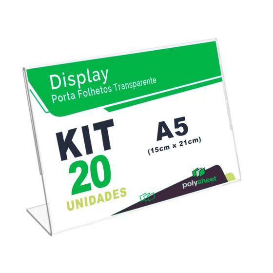 Imagem de Display Porta Folheto Mesa Balcão Tamanho A5 horizontal Formato L