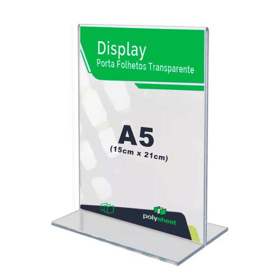 Imagem de Display Porta Folheto Tamanho A5 Formato T Vertical Em Acrílico