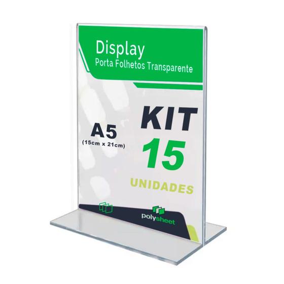 Imagem de Display Porta Folheto Tamanho A5 Formato T Vertical Em Acrílico