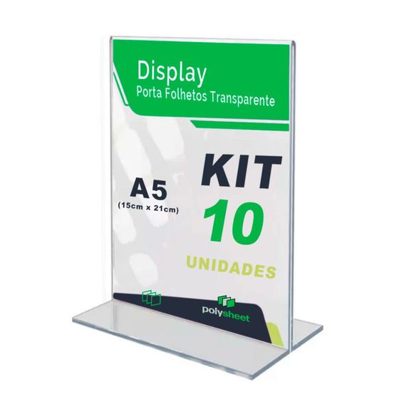 Imagem de Display Porta Folheto Tamanho A5 Formato T Vertical Em Acrílico