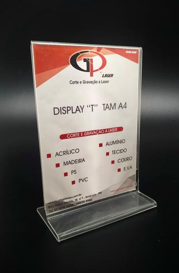 Imagem de Display "T" A4 em Acrílico Cristal 